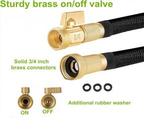 img 2 attached to 50FT Yodo Garden Hose With 10 Function Nozzle & 3/4" Brass Fittings - Durable 3750D, Lightweight Flexible 4-Layer Latex Core