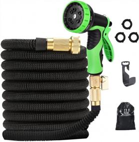 img 4 attached to 50FT Yodo Garden Hose With 10 Function Nozzle & 3/4" Brass Fittings - Durable 3750D, Lightweight Flexible 4-Layer Latex Core