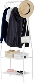 img 4 attached to White Metal Clothing Rack With Shelves And Hooks - YOUDENOVA Garment Organizer