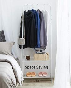 img 2 attached to White Metal Clothing Rack With Shelves And Hooks - YOUDENOVA Garment Organizer