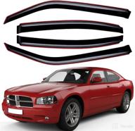 🚘 lightronic wv194810 боковые визоры для окон dodge charger, комплект 4шт. - темный дымчатый антивандальный дефлектор, модель 2006-2010 логотип