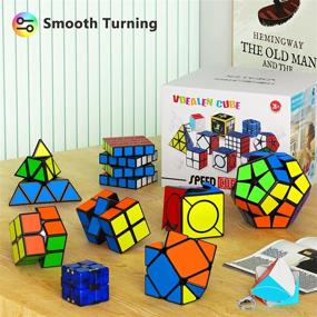 img 2 attached to Vdealen Speed Cube Set, Magic Cube Pack Of 2X2 3X3 4X4 2X2X3 Pyramid Skewb Dodecahedron Six Spot Infinite Ivy Puzzle Cube Bundle, Christmas Birthday Party Toy Gifts For Kids Teens Adults (10 Pack)
