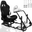height adjustable racing wheel stand compatible with logitech g25, g27, g29 and g920 - marada gaming cockpit frame (with seat) logo