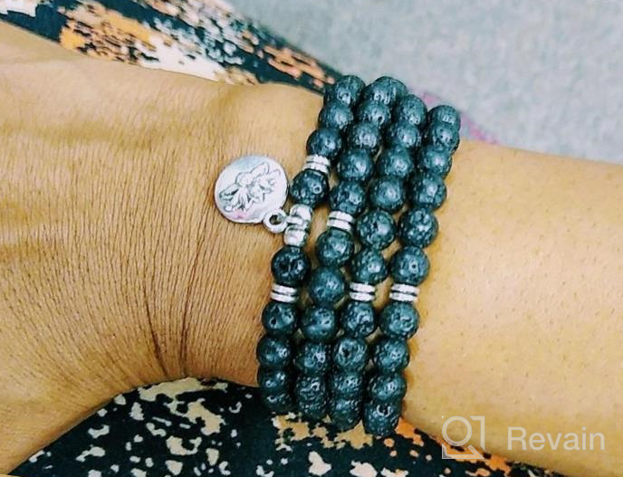 img 1 attached to Embrace Inner Growth: Explore the Self-Discovery 108 Bead Mala Bracelet with Lotus Charm and 6mm Small Stone Beads review by Jason Bolden