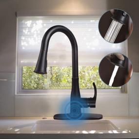 img 4 attached to Touchless Kitchen Faucets, Atalawa Motion Sensor Automatic Kitchen Sink Faucet With Pull Down Sprayer Single Handle Dual Spray Setting Stainless Steel Oil Rubbed Bronze Black - 1 Or 3 Hole Deck Mount
