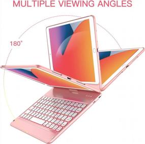 img 1 attached to Чехол-клавиатура Earto из розового золота для iPad 9th/8th/7th Generation, Air 3 и Pro 10.5 | 10,2 дюйма | Вращающийся на 360° | тонкий, беспроводной | Обложка фолио в твердом переплете | 7-цветная подсветка для улучшения SEO