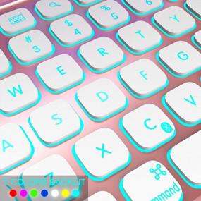 img 3 attached to Чехол-клавиатура Earto из розового золота для iPad 9th/8th/7th Generation, Air 3 и Pro 10.5 | 10,2 дюйма | Вращающийся на 360° | тонкий, беспроводной | Обложка фолио в твердом переплете | 7-цветная подсветка для улучшения SEO