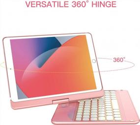img 2 attached to Чехол-клавиатура Earto из розового золота для iPad 9th/8th/7th Generation, Air 3 и Pro 10.5 | 10,2 дюйма | Вращающийся на 360° | тонкий, беспроводной | Обложка фолио в твердом переплете | 7-цветная подсветка для улучшения SEO
