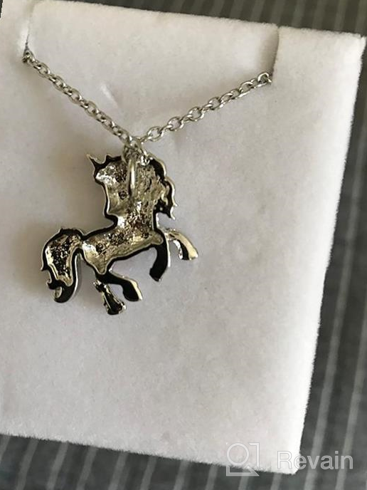 img 1 attached to 🦄 Unicorn Pendant Necklaces Jewelry Gift - White Gold Plated with Austrian Crystal Birthstone for Teens and Women review by Maria Coleman