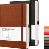 2 pack rettacy dot grid hard cover notebook | 320 pages, 120gsm thick paper, pu leather | 5.75'' × 8.38'' (black brown) logo