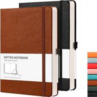 2 pack rettacy dot grid hard cover notebook | 320 pages, 120gsm thick paper, pu leather | 5.75'' × 8.38'' (black brown) логотип