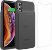 bxxs slim portable protective extended battery charger case for iphone x & iphone xs (5.8 inch) - wireless charging compatible - black logo