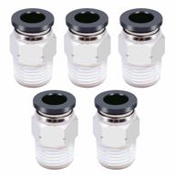 mxuteuk 5pcs 1/4"npt push to connect tube fittings copper pneumatic fittings male straight push in air hose fittings 1/4" tube od x 1/4" npt thread logo