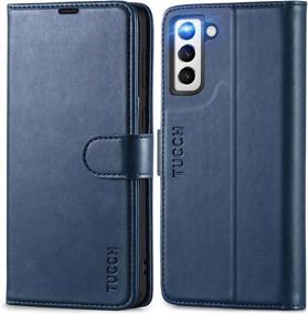 img 4 attached to TUCCH Dark Blue Wallet Case For Galaxy S21+ 5G - RFID Blocking, Shockproof TPU Interior, Folio Stand, Card Slot & Magnetic Closure