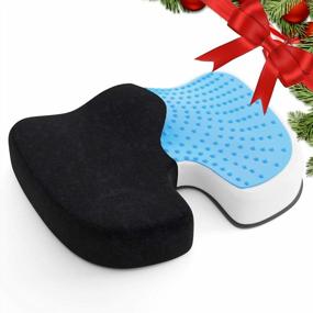 img 4 attached to AMERIERGO Seat Cushion, Comfortable Gel-Enhanced Seat Pad For Office Chair Car Seat, Memory Foam Non-Slip Desk Chair Cushion Pillow For Sciatica, Coccyx, Tailbone & Back Pain Relief (Black)