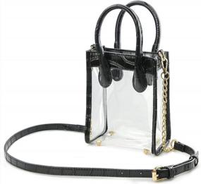 img 4 attached to Women'S Clear PVC Shoulder Bag Crocodile Vegan Leather Mini Tote Cross Body Purse