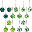 st. patrick's day ball ornaments, 15 pieces green shamrock clover hat wrapped plaid balls decor hanging ball ornament for st. patrick's day holiday decoration logo
