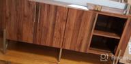 img 1 attached to Walnut 65" Wood TV Stand With Gold Legs, 2 Door Mid Century Modern Credenza Media Console For Living Room, Japandi Sideboard Buffet Cabinet Entertainment Center With Storage review by Kholar Irvine