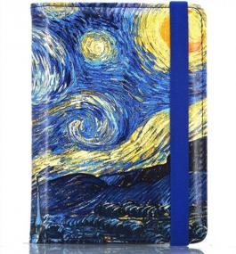 img 4 attached to Travel In Style With Kandouren'S RFID Blocking Passport Holder - Van Gogh Starry Night PU Leather Case For Men And Women