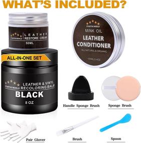 img 3 attached to Revitalize Your Leather with Mink Oil Recoloring Balm and Restore Cream - 🛋️ Black Leather Repair Kit for Furniture, Couches, Sofas, Worn Out Leather, Color Fading, and Scratches