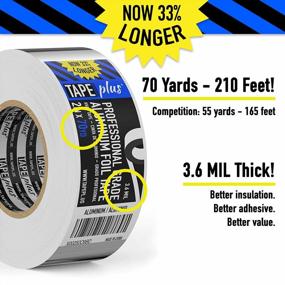 img 3 attached to High Temperature HVAC Aluminum Foil Tape - 2 Inch By 210 Feet (70 Yards) 3.6 Mil - Ideal For Sealing & Patching Hot/Cold Air Ducts, Metal Repair, And More - Professional Grade Quality!