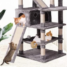 img 1 attached to 🐱 MQ Cat Tree Cat Tower Indoor: Multi-Level Scratching Post with Condos, Hammock & Plush Perches for Kittens and Large Cats