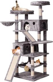 img 4 attached to 🐱 MQ Cat Tree Cat Tower Indoor: Multi-Level Scratching Post with Condos, Hammock & Plush Perches for Kittens and Large Cats