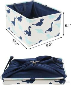 img 2 attached to 🧺 uxcell Cotton Handled Storage Basket Bin with Drawstring Closure for Clothes, Towels, Toys Organizer - Navy Blue+White Fabric Laundry Basket Ideal for Home Shelves and Closets - Small