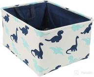 🧺 uxcell cotton handled storage basket bin with drawstring closure for clothes, towels, toys organizer - navy blue+white fabric laundry basket ideal for home shelves and closets - small логотип