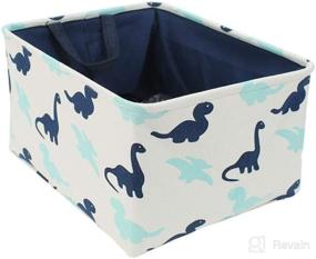 img 4 attached to 🧺 uxcell Cotton Handled Storage Basket Bin with Drawstring Closure for Clothes, Towels, Toys Organizer - Navy Blue+White Fabric Laundry Basket Ideal for Home Shelves and Closets - Small