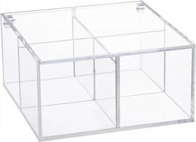 img 4 attached to 4-Section Clear Acrylic Capsule Holder With Lid - 5.1”×5.1” Square Plastic Drawer Box Organizer For Jewelry, Candy, Coffee & Make Up Accessories