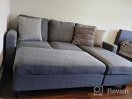 img 1 attached to Small Space Sectional Sofa With Ottoman: HONBAY Reversible Dark Grey L-Shaped Couch And Chaise. review by Kevin Webb