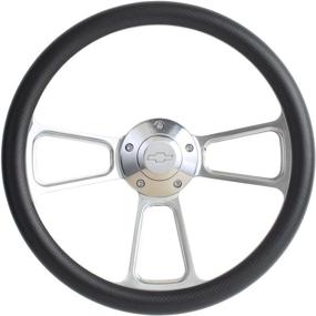 img 4 attached to 🧱 14 Inch Aluminum Chevy Steering Wheel with Carbon Fiber Vinyl, Installation Adapter, and Horn