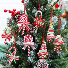 img 1 attached to 8 Pieces Christmas Candy Ornaments Lollipop Ornament Xmas Decor Candy Cane Hanging Decorations Fake Candy Canes Crafts For Xmas Wreath Xmas Tree Party Supplies