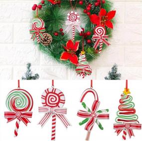 img 2 attached to 8 Pieces Christmas Candy Ornaments Lollipop Ornament Xmas Decor Candy Cane Hanging Decorations Fake Candy Canes Crafts For Xmas Wreath Xmas Tree Party Supplies