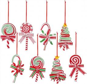 img 4 attached to 8 Pieces Christmas Candy Ornaments Lollipop Ornament Xmas Decor Candy Cane Hanging Decorations Fake Candy Canes Crafts For Xmas Wreath Xmas Tree Party Supplies