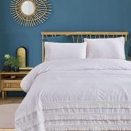 хлопковый пододеяльник boho queen с кисточками - роскошное белое постельное белье 88x88 дюймов - вставка-одеяло в комплект не входит логотип