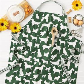 img 1 attached to 🐶 DII Everyday Pets Kitchen Collection Chef Apron: Large Pocket & Adjustable Design, 35x28, Hunter Green with Charming Dog Print