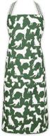 🐶 dii everyday pets kitchen collection chef apron: large pocket & adjustable design, 35x28, hunter green with charming dog print logo