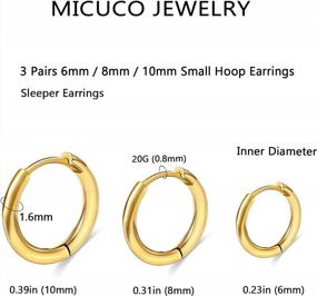 img 3 attached to Micuco Small Huggie Hoop Earrings For Women Tiny Cartilage Hoop Earrings For Men 6Mm/8Mm/10Mm 14K Gold Helix Daith Tragus Ear Hugging Hoop Earrings White Gold Sleeper Earrings Hypoallergenic