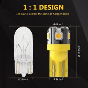 img 1 attached to Phinlion Amber Yellow LED Light Bulb With 194 Super Bright 3030 Chipsets For Car Interior, License Plate, Side Marker, Dome, Map, And Door Courtesy Replacement - T10 W5W 168 2825 2827/Base