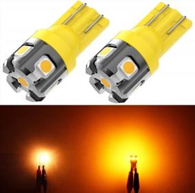 img 4 attached to Phinlion Amber Yellow LED Light Bulb With 194 Super Bright 3030 Chipsets For Car Interior, License Plate, Side Marker, Dome, Map, And Door Courtesy Replacement - T10 W5W 168 2825 2827/Base