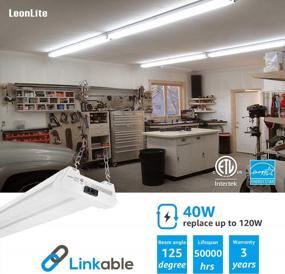 img 3 attached to Energy Efficient LEONLITE 4Ft 40W LED Shop Light With Pull Cord Switch, Linkable And ETL Listed, Double Integrated Ceiling Fixture, 4100 Lumens, 4000K Cool White For Garage, Basement, And Workshop