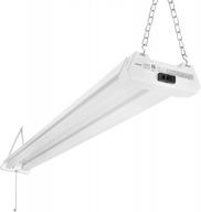 energy efficient leonlite 4ft 40w led shop light with pull cord switch, linkable and etl listed, double integrated ceiling fixture, 4100 lumens, 4000k cool white for garage, basement, and workshop logo