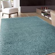 add cozy elegance to your space with a blue 5' x 7' solid plush shag area rug from rugshop logo