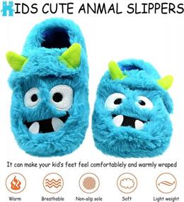 img 3 attached to Monster Toddler Boys Slippers For Kids Bedroom House Shoes.