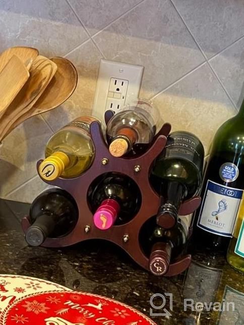 img 1 attached to KONKY Wooden Wine Rack Countertop, 6 Bottles Floor Freestanding Wine Holder Stand Wine Bottle Holder Wine Storage Display Shelves For Kitchen, Pantry, Bar - Space Saver Protector For Red & White Wine review by Jasmine Jimenez