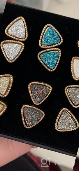 img 1 attached to 💎 Dazzle in Style: Lenias 6 Pairs Druzy Crystal Stud Earrings – Exquisite Round Triangle Cute Studs Jewelry Set for Women, Men & Girls review by Elizabeth Morton