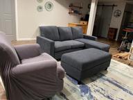 img 1 attached to Small Space Sectional Sofa With Ottoman: HONBAY Reversible Dark Grey L-Shaped Couch And Chaise. review by Marcus Chavva
