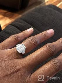 img 5 attached to Kobelli 5 1/2 Carat TGW Three Stone Emerald Cut Moissanite Statement Engagement Ring In 14K White Gold